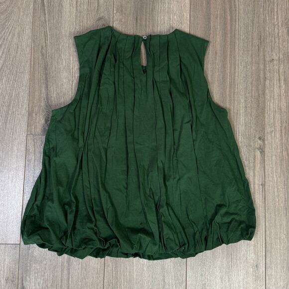 Madewell Sleeveless Crewneck Bubble Top XS Summit Green Pullover Stretch Cotton - Picture 8 of 9